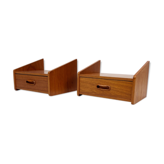 Ensemble de tables de chevet avec tiroir en teck de design danois des années 1960