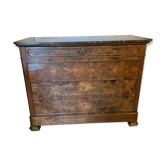 Commode de style Louis-Philippe en loupe de noyer