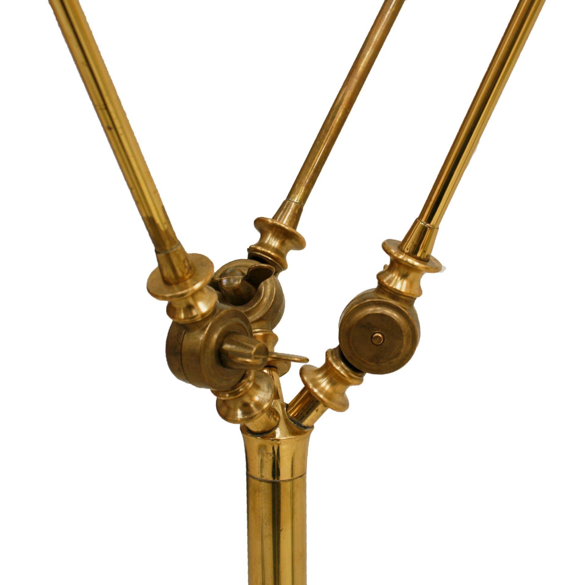 Mid-Century Modern Italian Floor Lamp, made of Brass with Colored Tulips, 1950