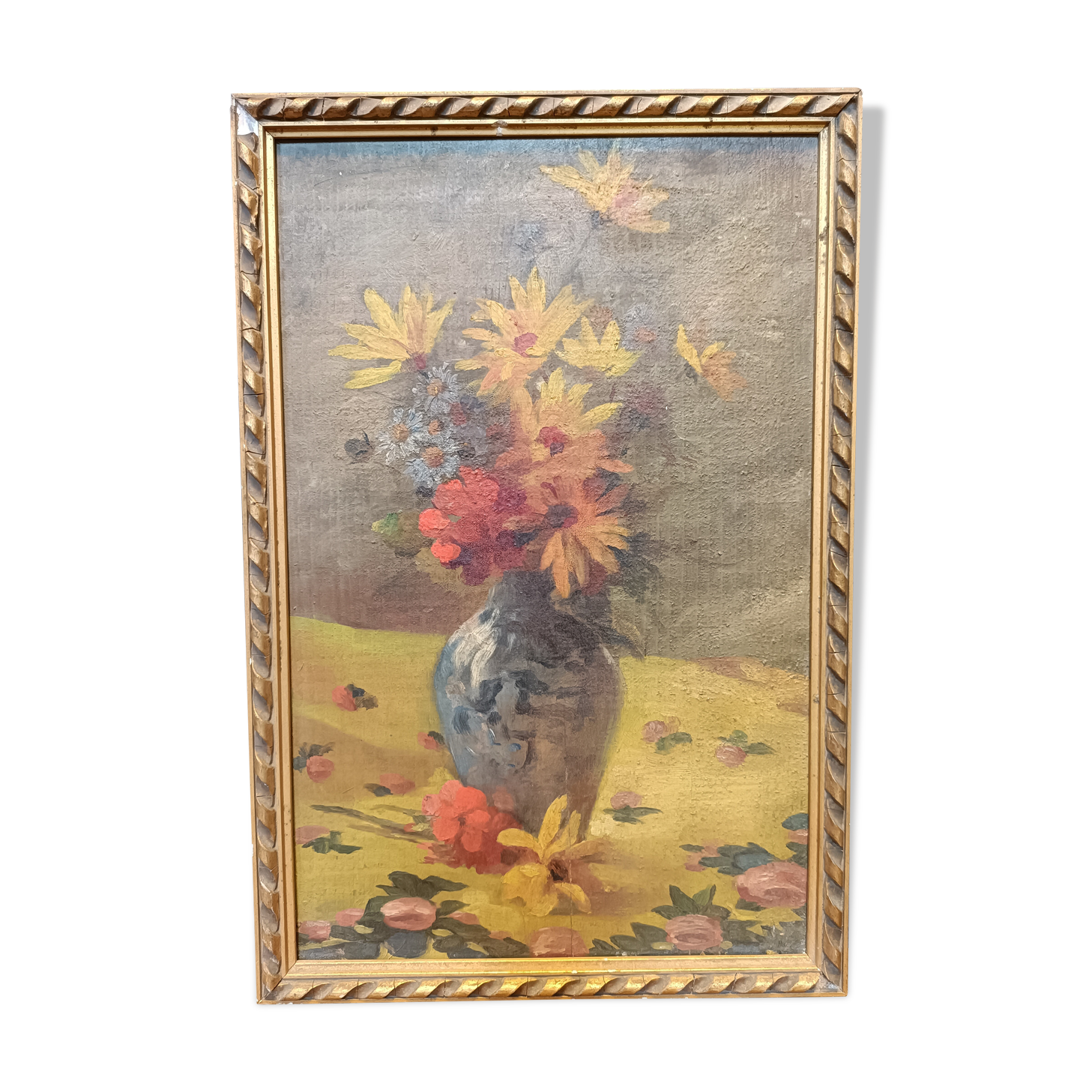 Old painting "bouquet of flowers" signed Zoé Laigneau