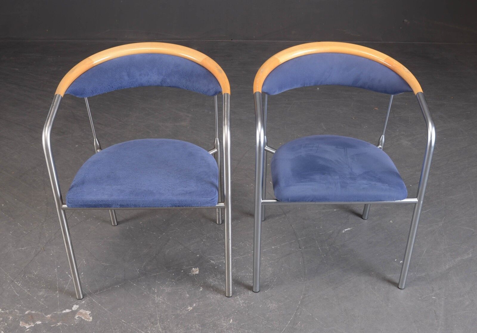 4 scandinavian design seats 1990s stainless steel and wood