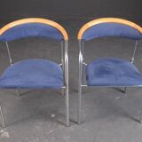 4 sièges design scandinave années 1990 inox et bois