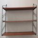 Scandinavian tomado wire wall shelf in teak, 1970