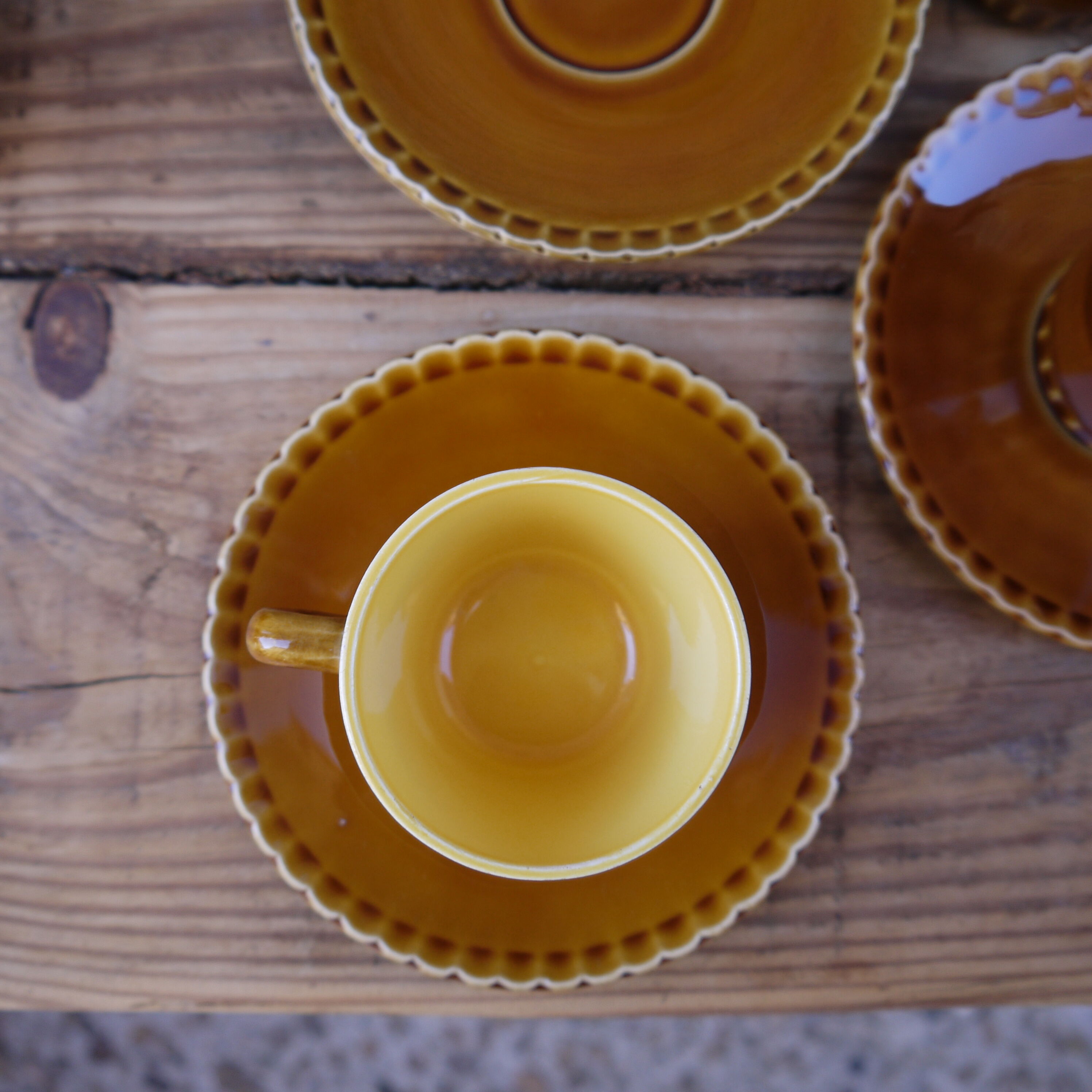 Lot of five cups and saucers Digoin