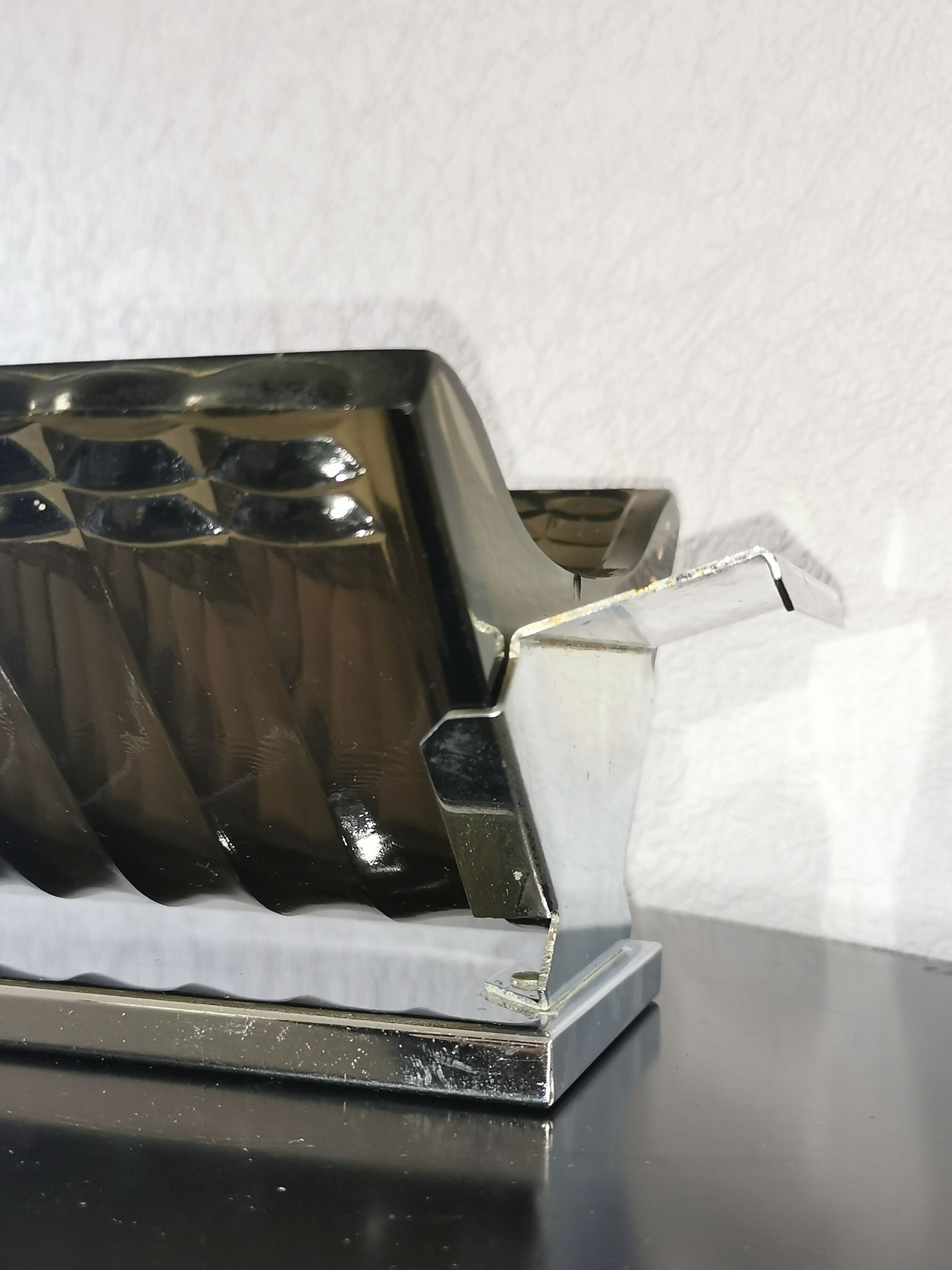 Large pocket in smoked glass and chrome steel, 1930