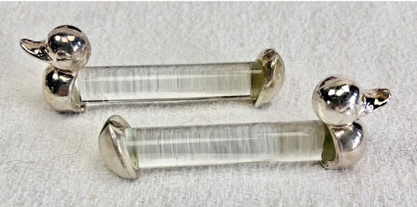 12 porte couteaux canards métal argenté cristal