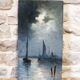 Oil on panel - Moonlight on the Thames in London