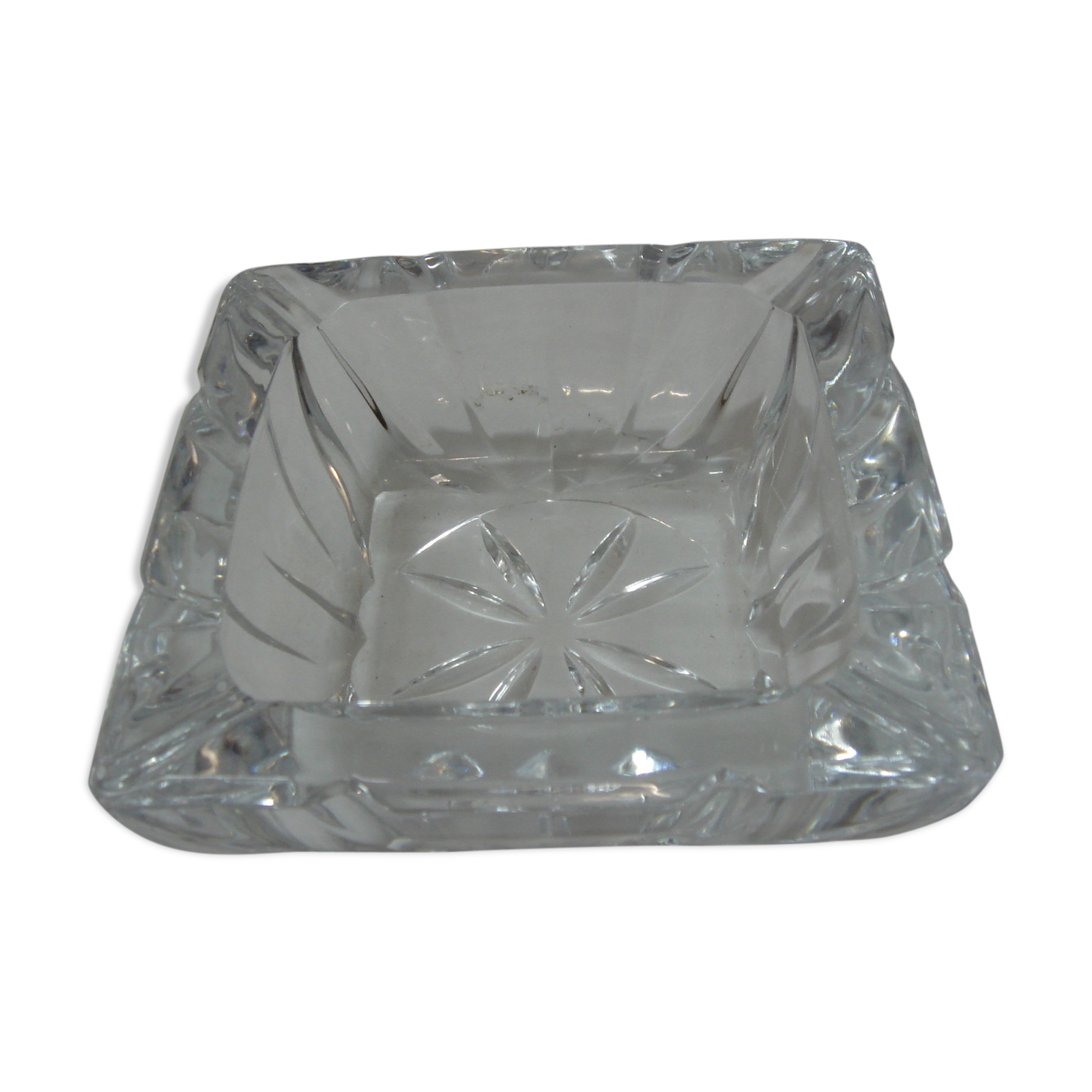 Cendrier carré en cristal de 1960-70