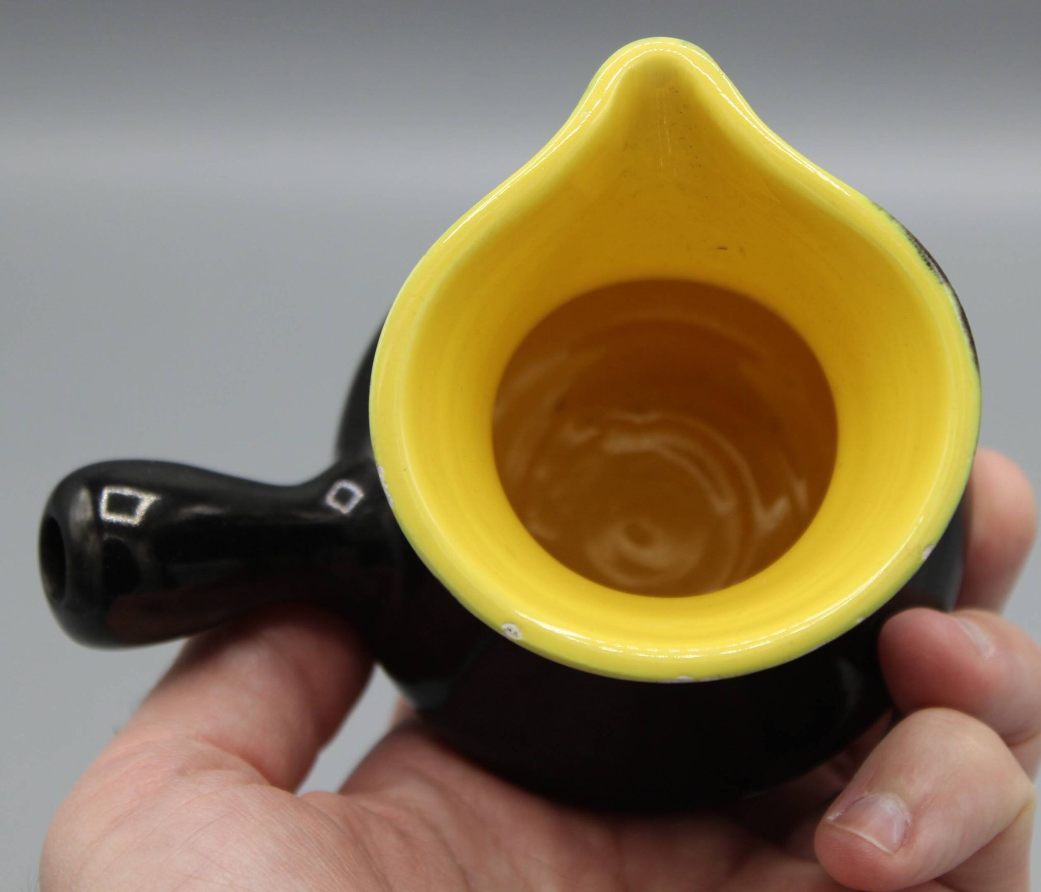 Old ceramic pitcher design vintage black yellow dlg vallauris elchinger