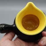 Ancienne ceramique pichet design vintage noir jaune