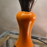 large lamp in ceramic silver and orange varnished
