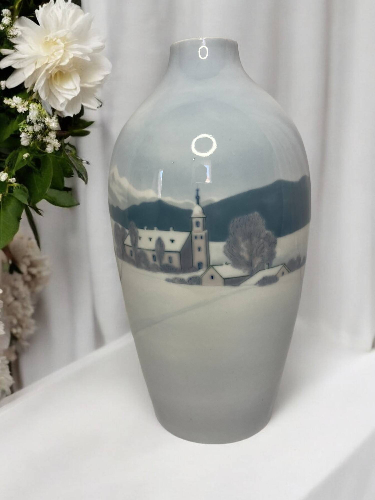 Royal Copenhagen (attributed to) 20th century polychrome porcelain vase