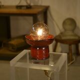 Red ceramic table lamp by Guillerme and Chambron 1980s