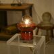 Red ceramic table lamp by Guillerme and Chambron 1980s