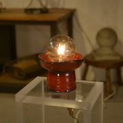 Red ceramic table lamp by Guillerme and Chambron 1980s