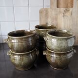 6 green ceramic cassolettes