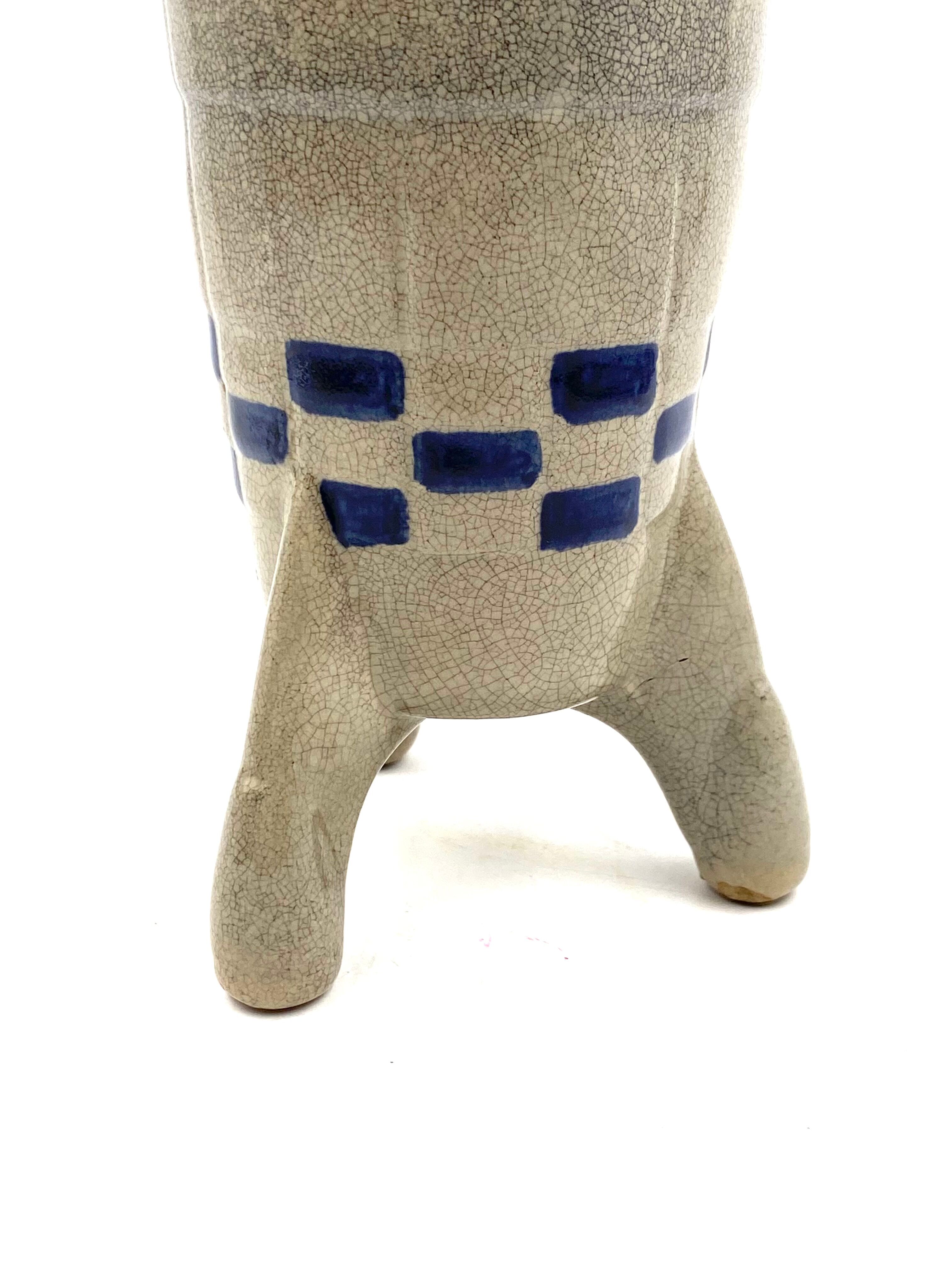 Ceramic rocket, spaceship bottle, France 1940s-1950s