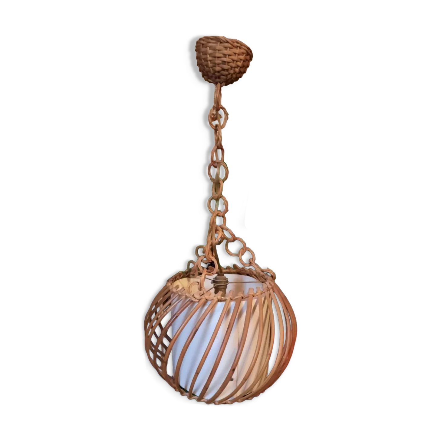 Vintage wicker pendant lamp