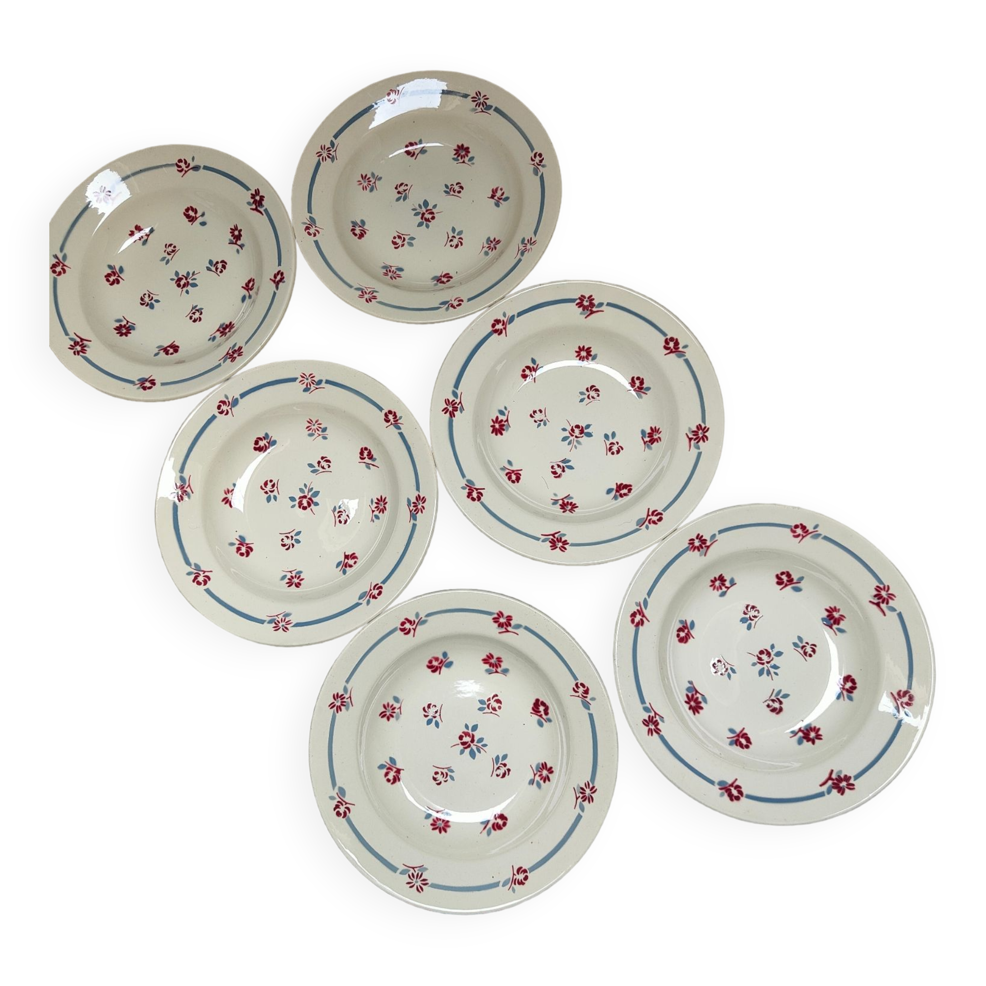Set of 6 hollow plates terra de fer Sarreguemines