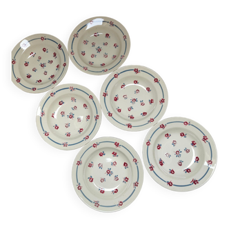 Set of 6 hollow plates terra de fer Sarreguemines