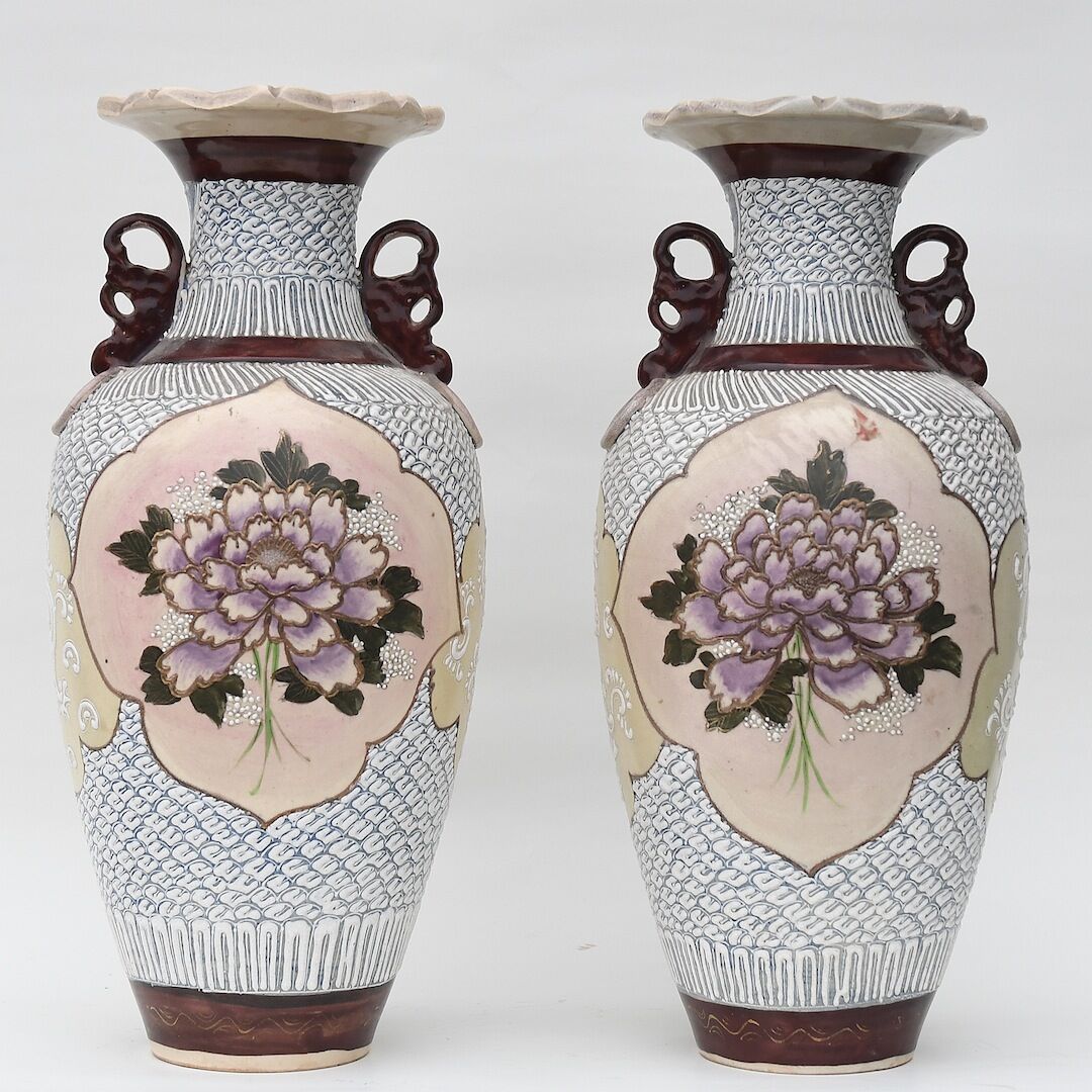 Pair of Satsuma porcelain vases