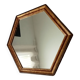 Miroir vintage hexagonale bohème chic en bois doré