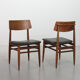 Danish Solid Teak Wooden Dining Chairs with Black Leatherette Seating 1960s