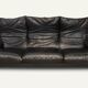 Maralunga 3-seater sofa in black leather by Vico Magistretti for Cassina