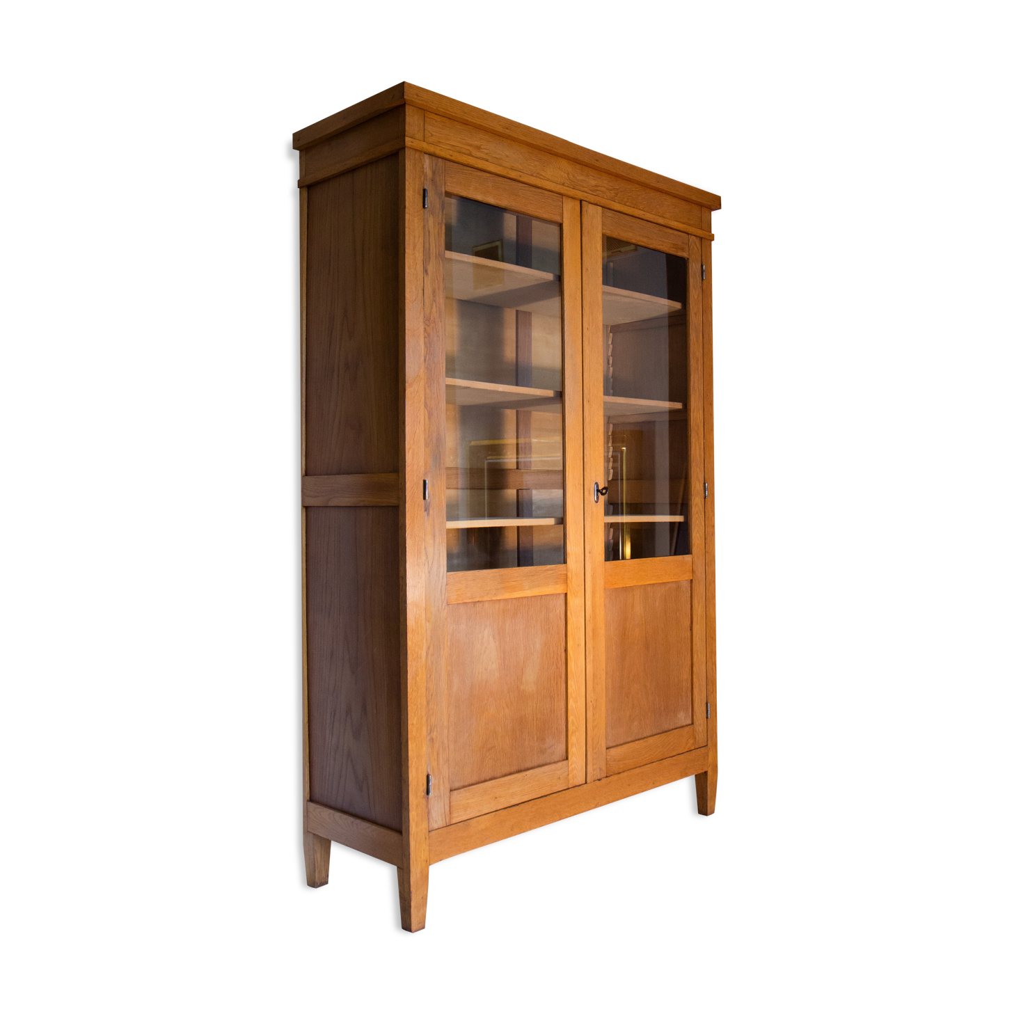 Glazed school cupboard from the 50s, 60s