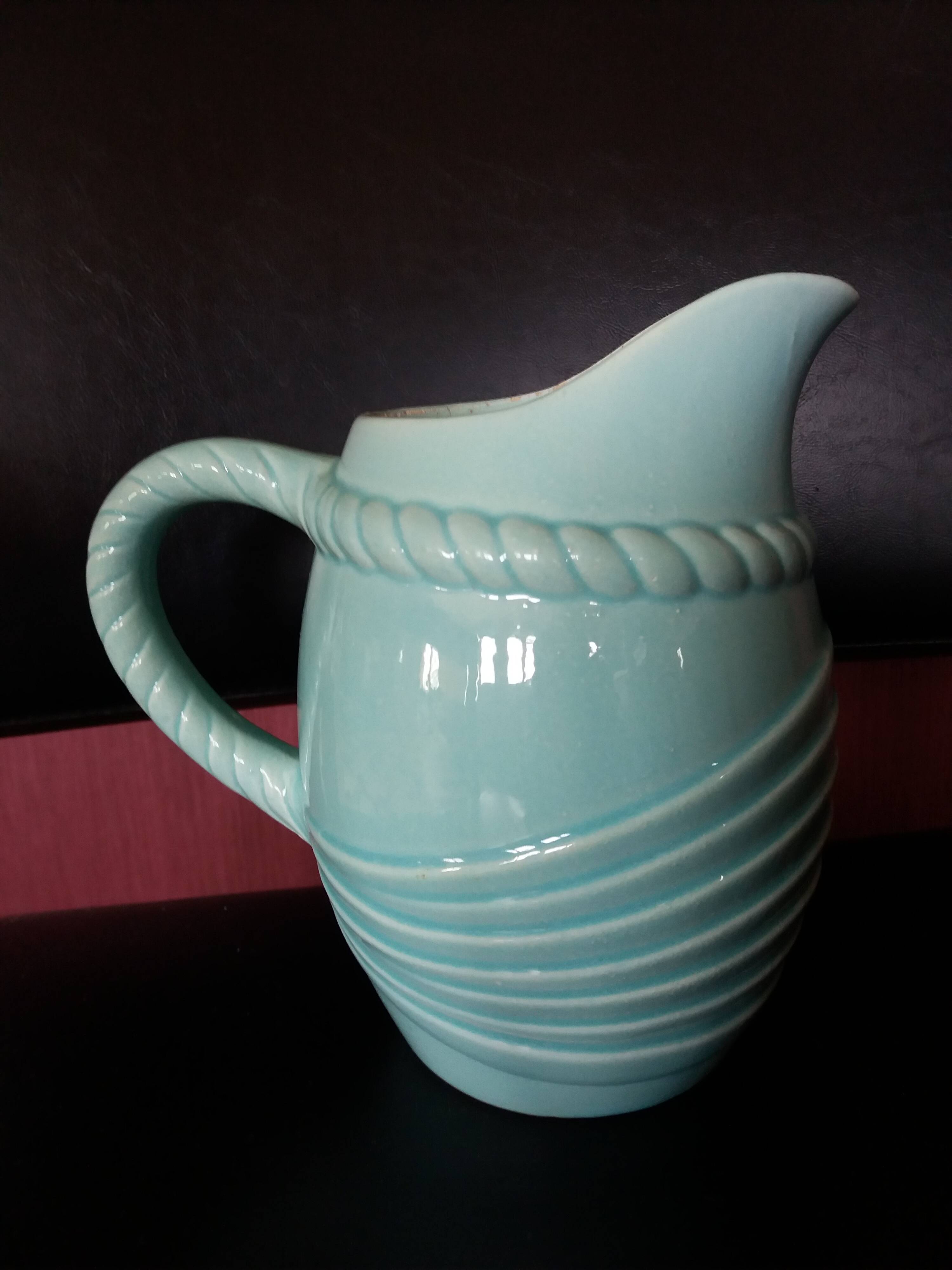 Poet Laval light blue slip pitcher