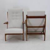 1970s Pair of Rare Oak Armchairs by ULUV, Czechoslovakia