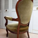 Mahogany Napoleon III Armchair with Carved Grapes  Decoration on Top, 1870s