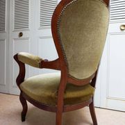 Mahogany Napoleon III Armchair with Carved Grapes  Decoration on Top, 1870s