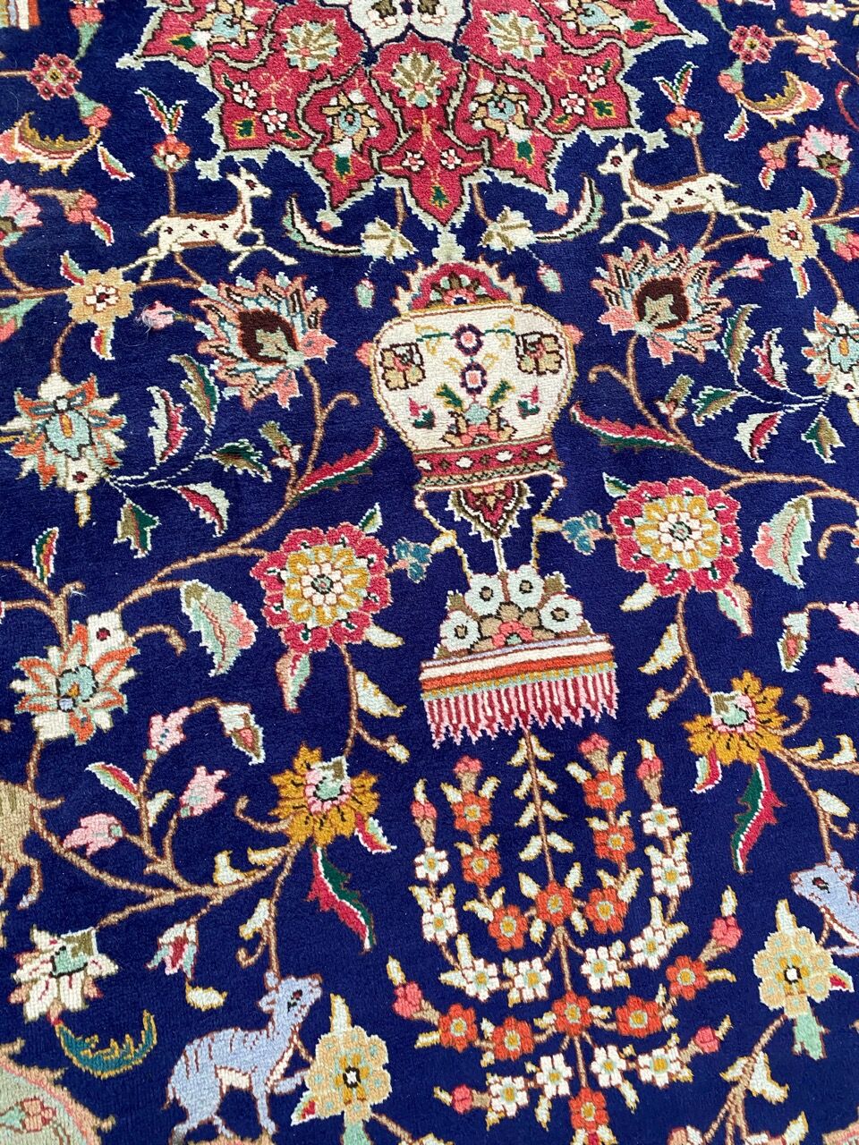 Large handmade Persian vintage Tabriz rug 300x395 cm