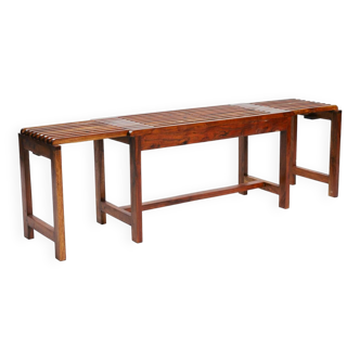 vintage extendible teak slat bench table