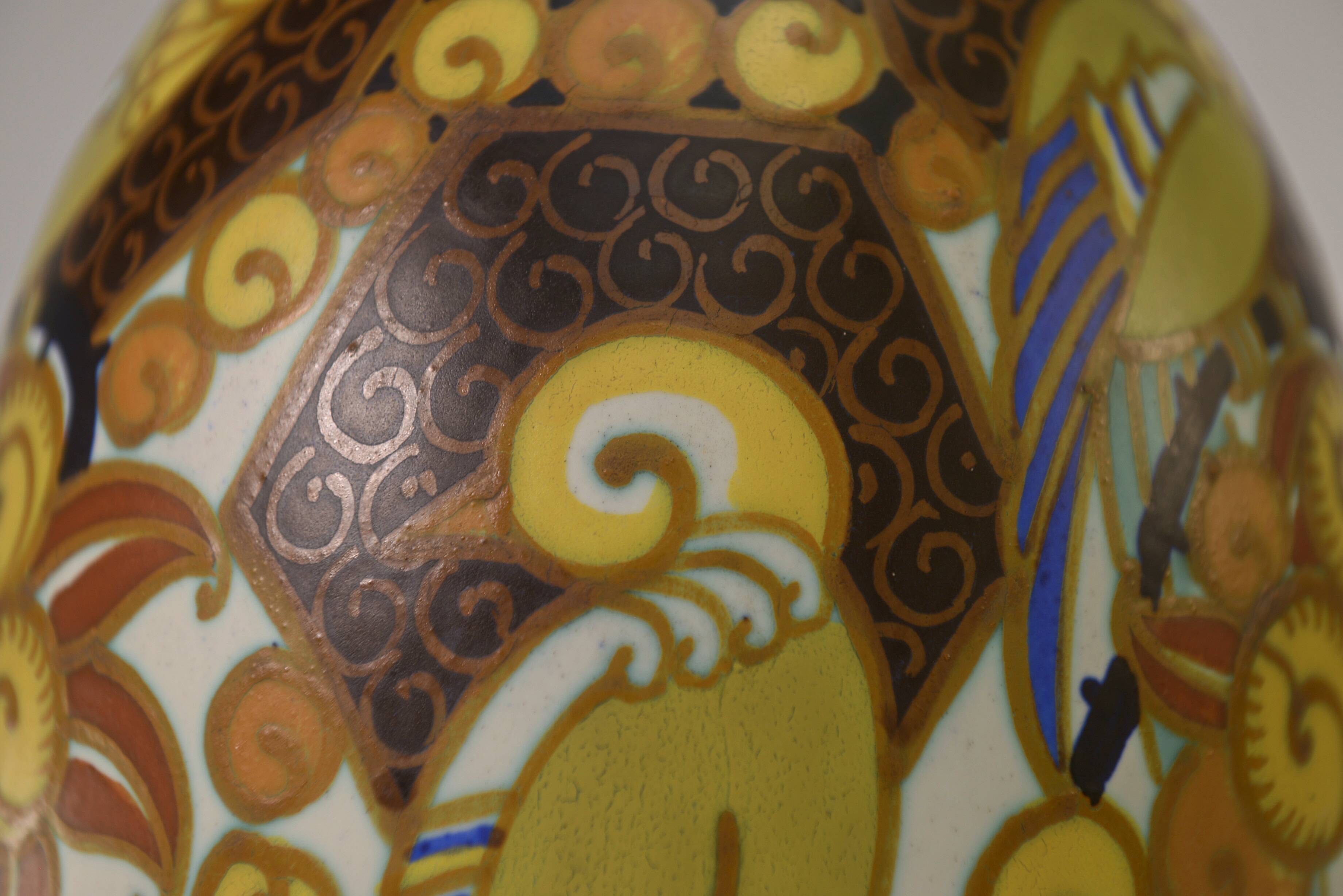 Keramis art deco porcelain vase signed jan wind "birds of paradise"