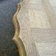 Round extendable dining table Louis XV stripped in solid oak 1950