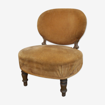 Small armchair chair Napoleon III velvet old gold