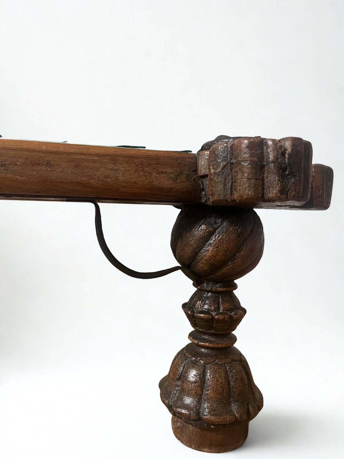 Indian coffee table made of wood and wrought iron.