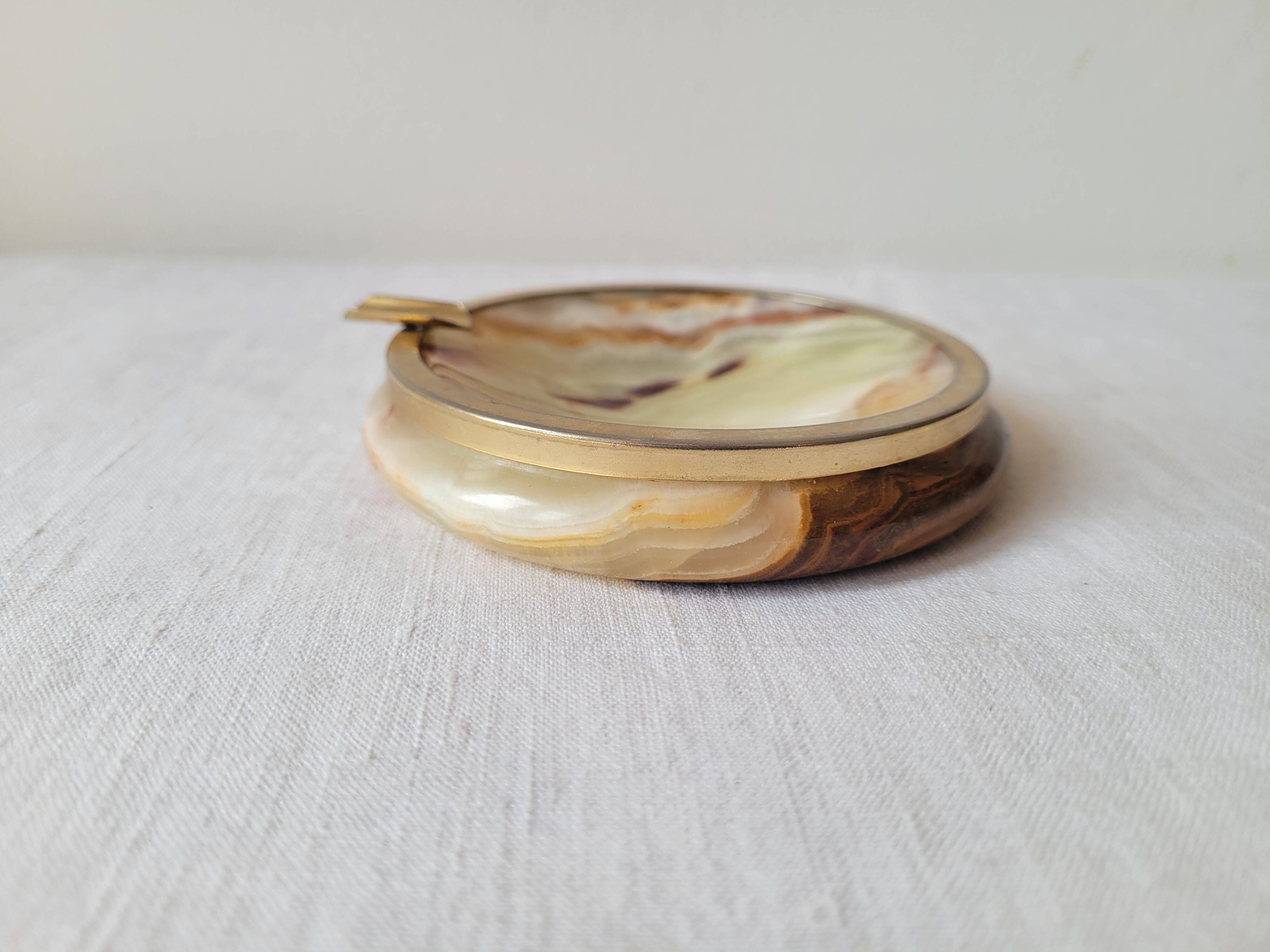 Onyx and brass ashtray