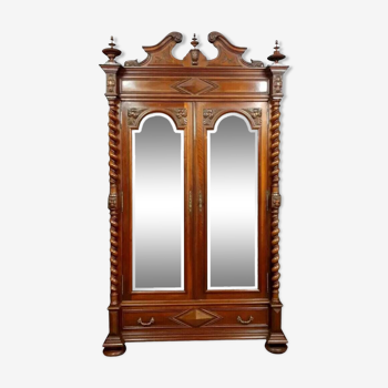 Renaissance hunting lodge bookcase in solid walnut