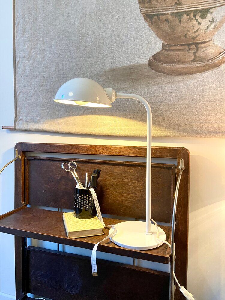 White metal desk lamp