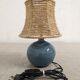 Lampe boule de chevet vintage en grès vernissé et corde de jute