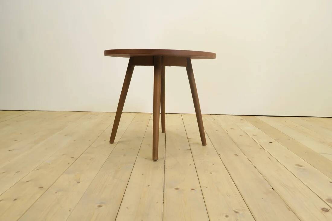 Table basse ronde en teck, années 1960