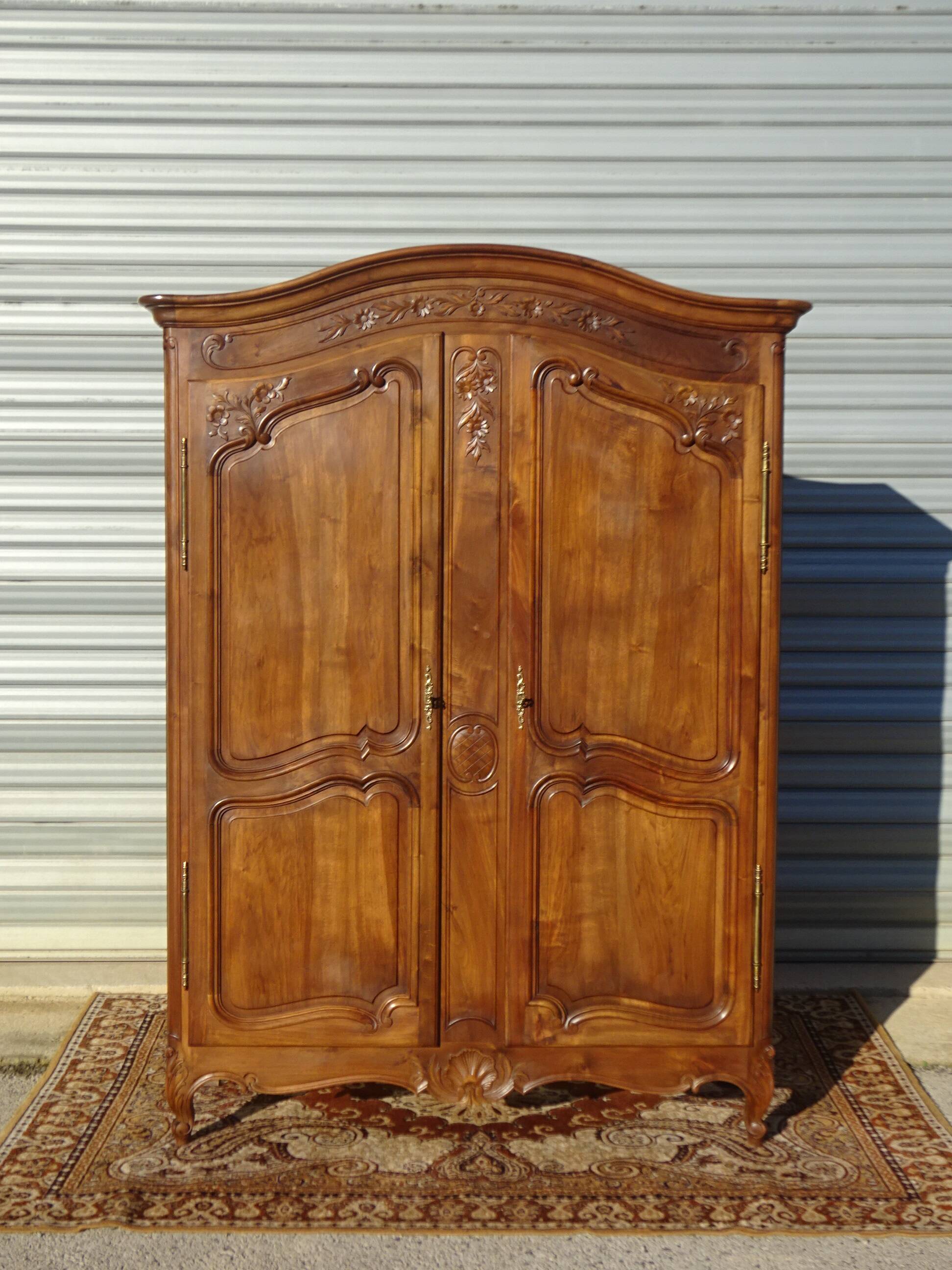 solid walnut wardrobe in Louis XV style