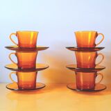 Amber glass coffee cups 70s