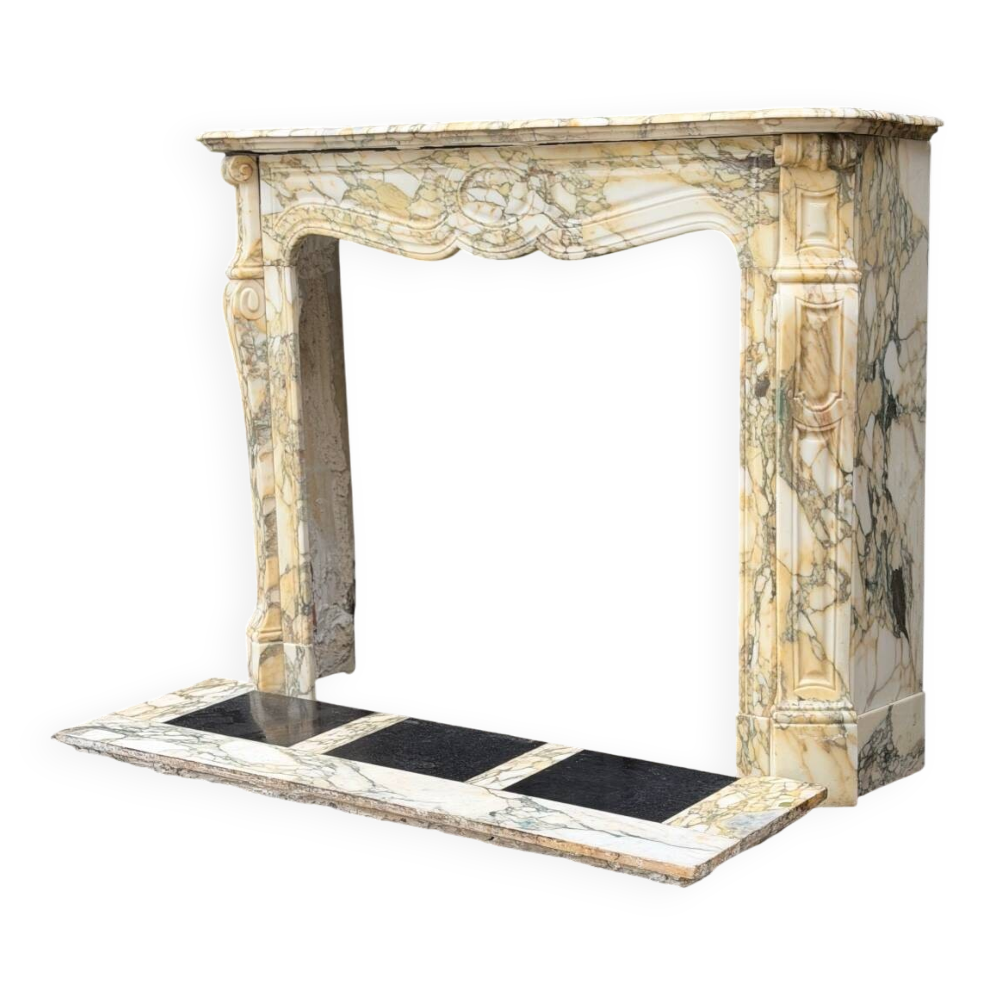 Louis XV style fireplace in purple breccia marble, circa 1880