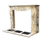 Louis XV style fireplace in purple breccia marble, circa 1880