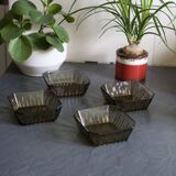4 vintage cups Smoked glass
