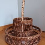 Rattan wicker glass and bottle holder basket